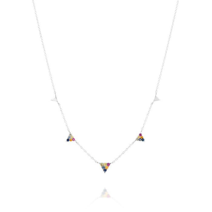 שרשרת משולשים ספיר צבעוני