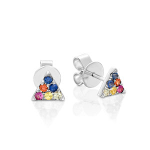 עגילים משולשים ספיר צבעוני