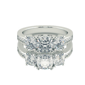 טבעת שלושה יהלומים קושיין