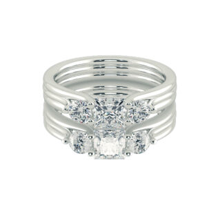 טבעת שלושה יהלומים פרינסס עגול