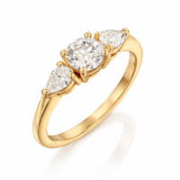 טבעת אירוסין "סשה" עגול וטיפות זהב צהוב