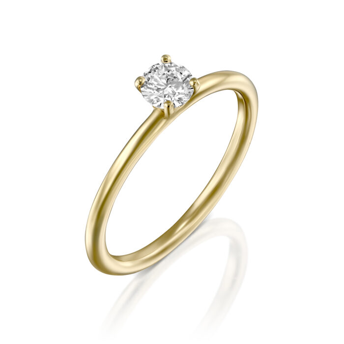 טבעת אירוסין סוליטר עגול יהלום מעבדה "שרין"