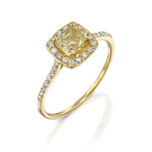 טבעת אירוסין יהלום צהוב קושן ''קורל"