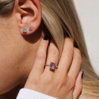 עגילי סוליטר 4 שיניים