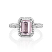 טבעת מורגנייט קושן ויהלומים