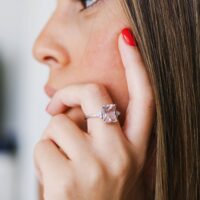 טבעת מורגנייט קושן ויהלומים