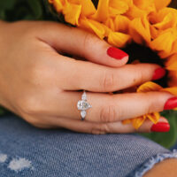 טבעת מורגנייט קושן ויהלומים