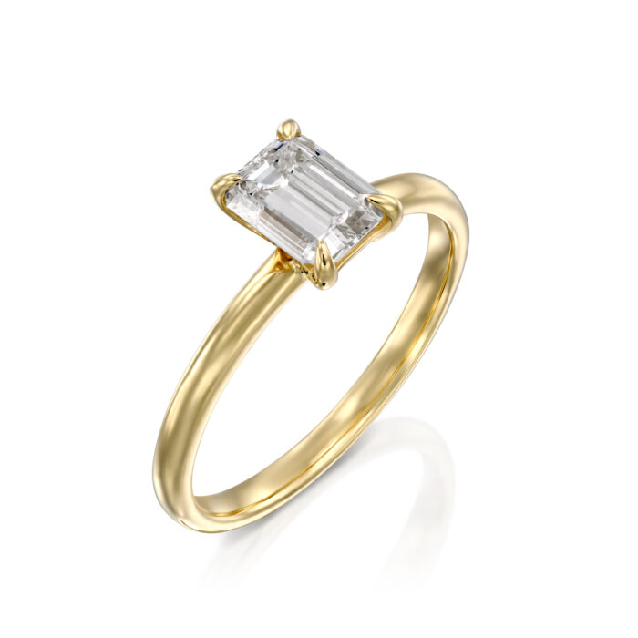 טבעת אירוסין סוליטר יהלום מעבדה אמרלד "דיאן"