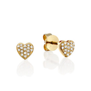 עגילי יהלומים צמודים לב ״איזבל"