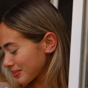 עגילים לב שלושה יהלומים