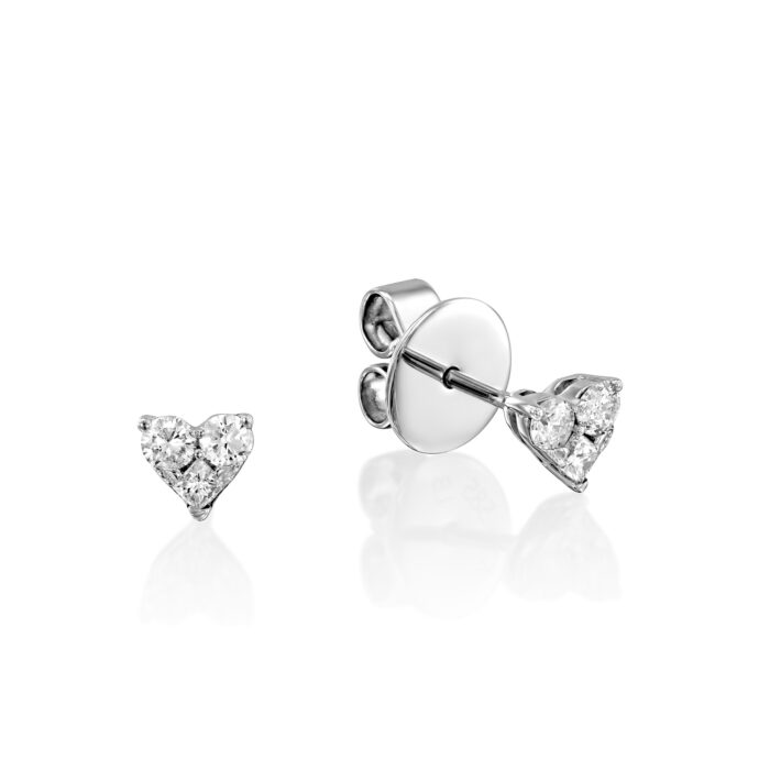 עגילי לב שלושה יהלומים ״אליאן״