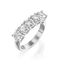 טבעת חמישה יהלומים מעבדה "נוה"