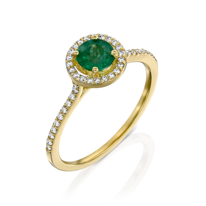 טבעת "שמש" אמרלד עגול