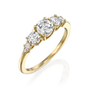 טבעת אירוסין חמישה יהלומים דגרדה
