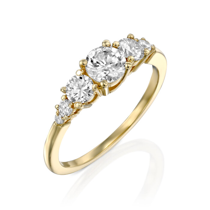 טבעת אירוסין חמישה יהלומים דגרדה