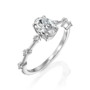 טבעת אירוסין אובל יהלומי מעבדה "איב"