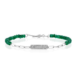 צמיד "ברברה" חרוזים אמרלד ויהלומים