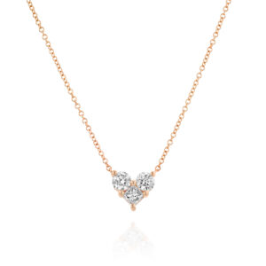 שרשרת לב שלושה יהלומי מעבדה "אליאן"