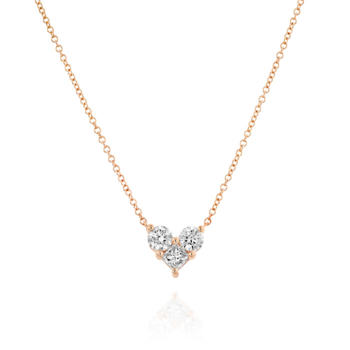 שרשרת לב שלושה יהלומים גדול