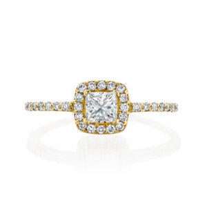 טבעת אירוסין פרינסס הילת יהלומים "שמש"