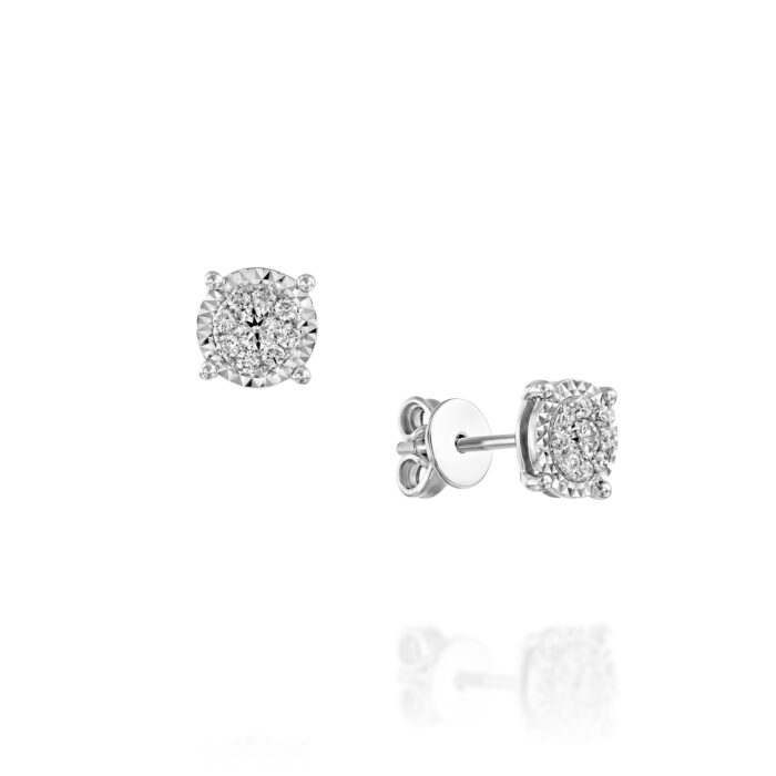 עגילי יהלומים צמודים עגול "כריסטינה"