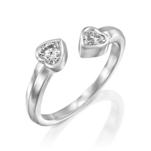 טבעת זהב Toi et Moi לב