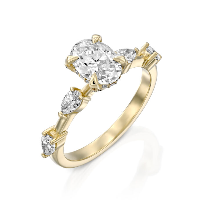 טבעת אירוסין יהלום אובל הילה נסתרת "ג'סמין"