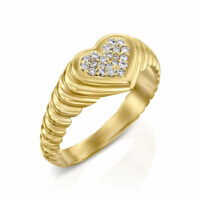 טבעת זהב חותם לב "שילה"