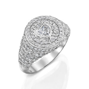 טבעת "דריה" חותם לב יהלומים מלא