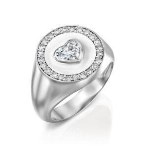 טבעת "דריה" חותם לב יהלומים