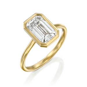 טבעת סוליטר בזל יהלום מעבדה מלבן "מייקל"