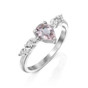 טבעת זהב מורגנייט ורוד טיפה "קופר"