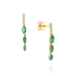 עגילי אמרלד ויהלומים "טוסקנה"