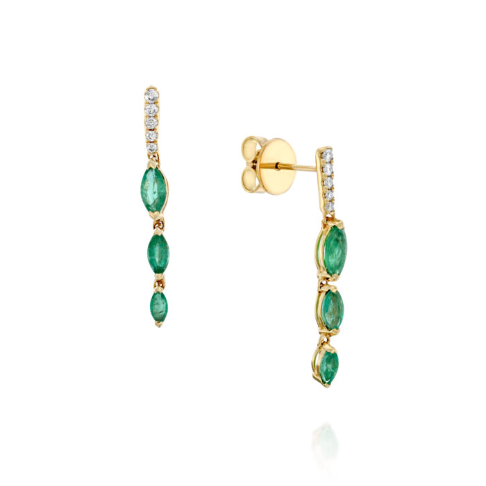 עגילי אמרלד ויהלומים "טוסקנה"