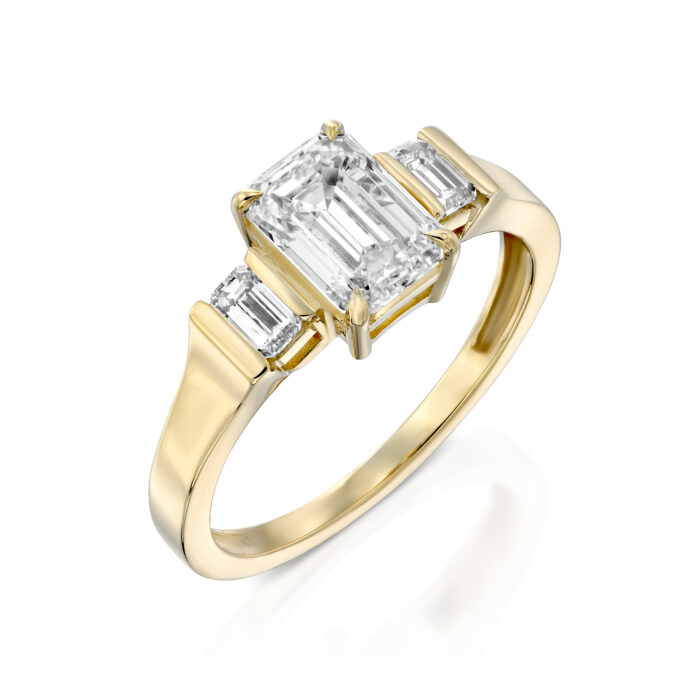 טבעת אירוסין יהלומי מעבדה אמרלדים "פיזה"