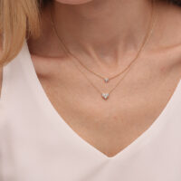 שרשרת לב שלושה יהלומים גדול