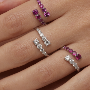 טבעת יהלומים ורובי