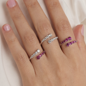 טבעת יהלומים ורובי