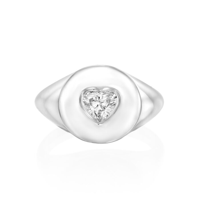 טבעת חותם יהלום מעבדה לב "דריה"