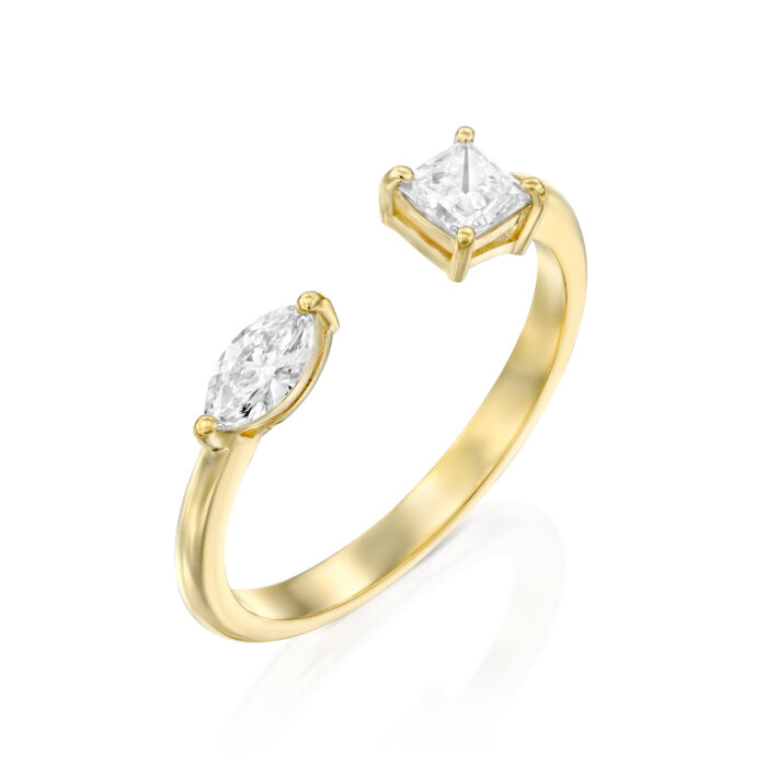 טבעת Toi et Moi מעבדה מרקיזה ופרינסס "קלואה"