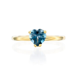 טבעת זהב בלו לונדון טופז לב ״אמור״
