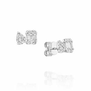 עגילי יהלומים ״תומי״ צמודים טיפה אמרלד