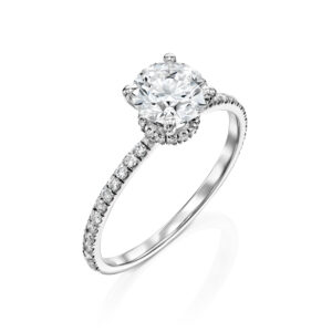 טבעת אירוסין יהלום עגול הילה נסתרת "אופיר"