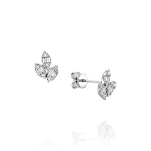 עגילי יהלומים בגטים קטן "לוטוס"