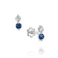 עגילי ספיר ויהלומים זהב לבן