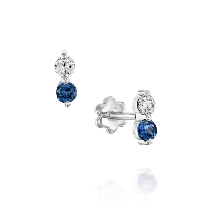 עגילי ספיר ויהלומים זהב לבן