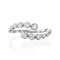 טבעת זהב פחותה יהלומי בזל זהב לבן