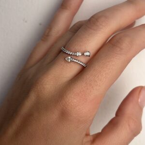 טבעת יהלומים טיפה פתוחה פפיון