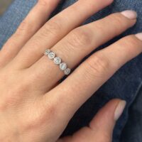 טבעת זהב לבן 14 קראט יהלומים 0.50 קראט