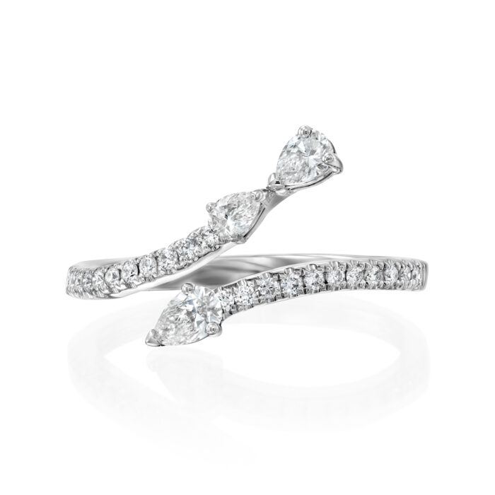 טבעת יהלומים טיפה פתוחה פפיון